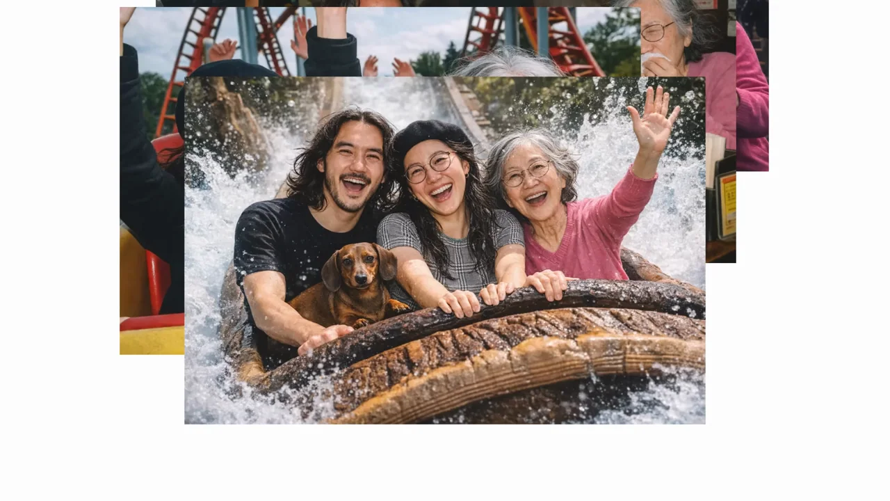 Travel and fantasy variations accumulate in layered cards.