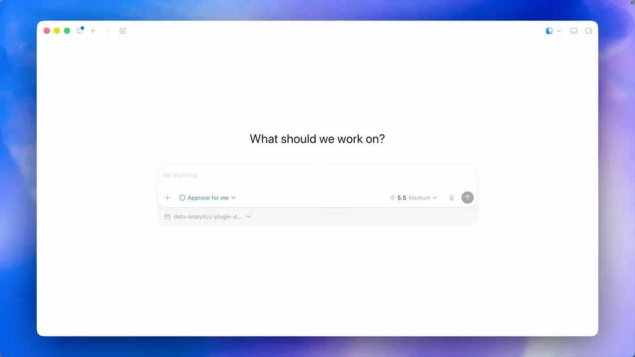 An empty task window establishes the workspace.