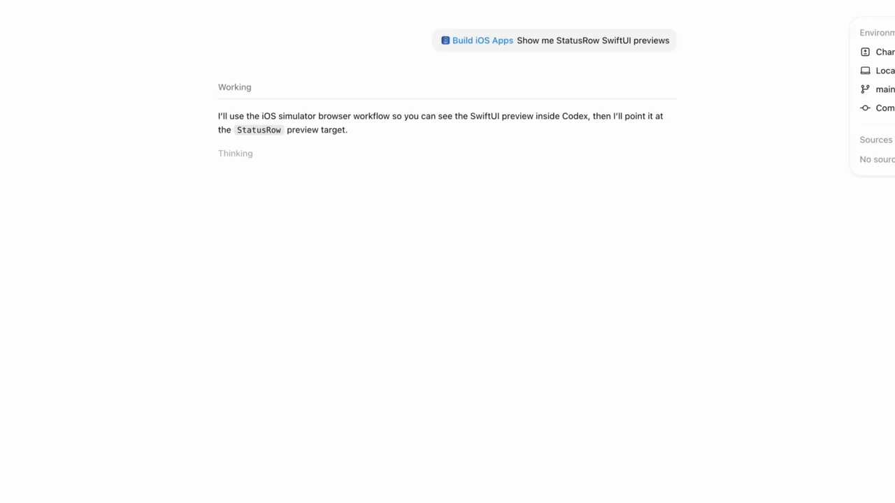 The submitted request becomes a conversation with working status.