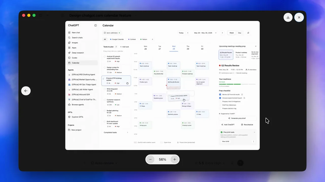 Calendar mockups open in a dark image viewer with navigation arrows.