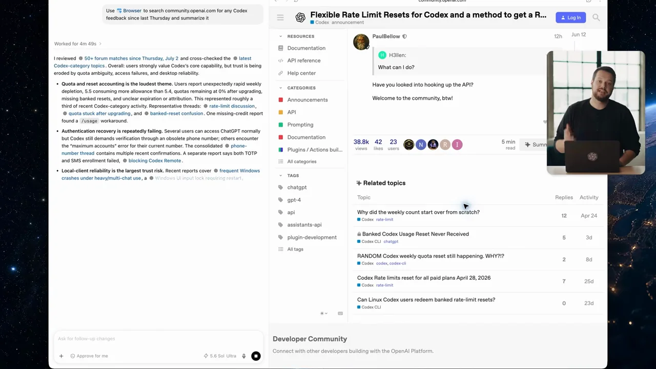 The conversation and source page appear together during the summary.