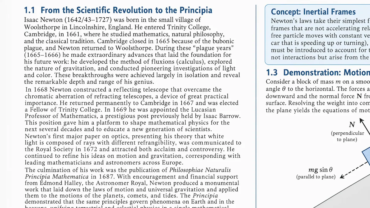 Generated textbook-like pages alternate with presenter coverage.