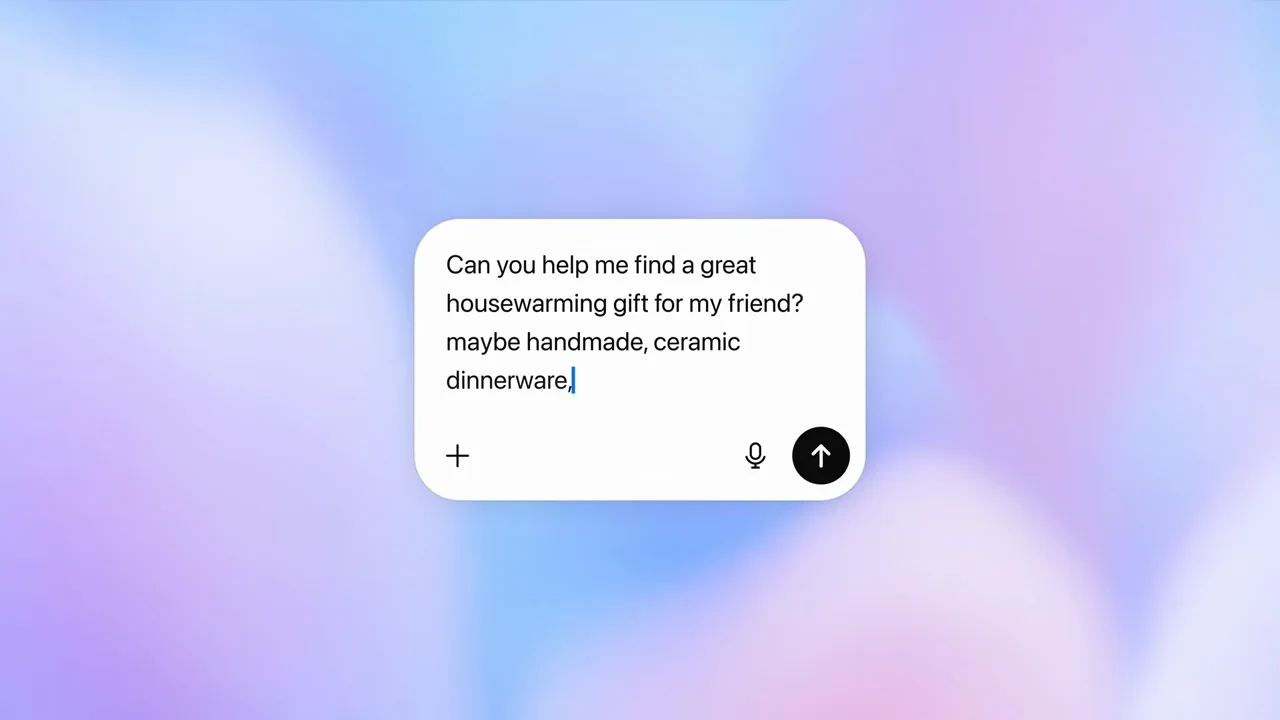 A floating composer grows into a request and search status.
