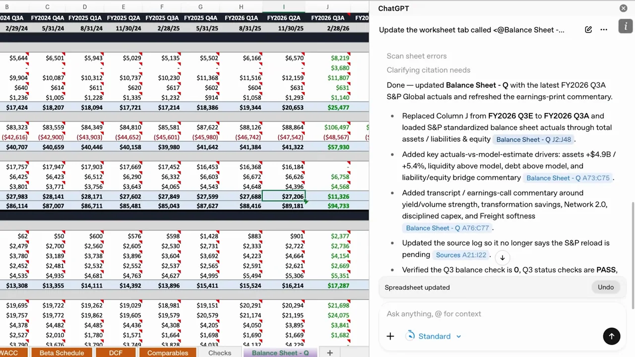 A full workbook gives way to a tighter summary view.