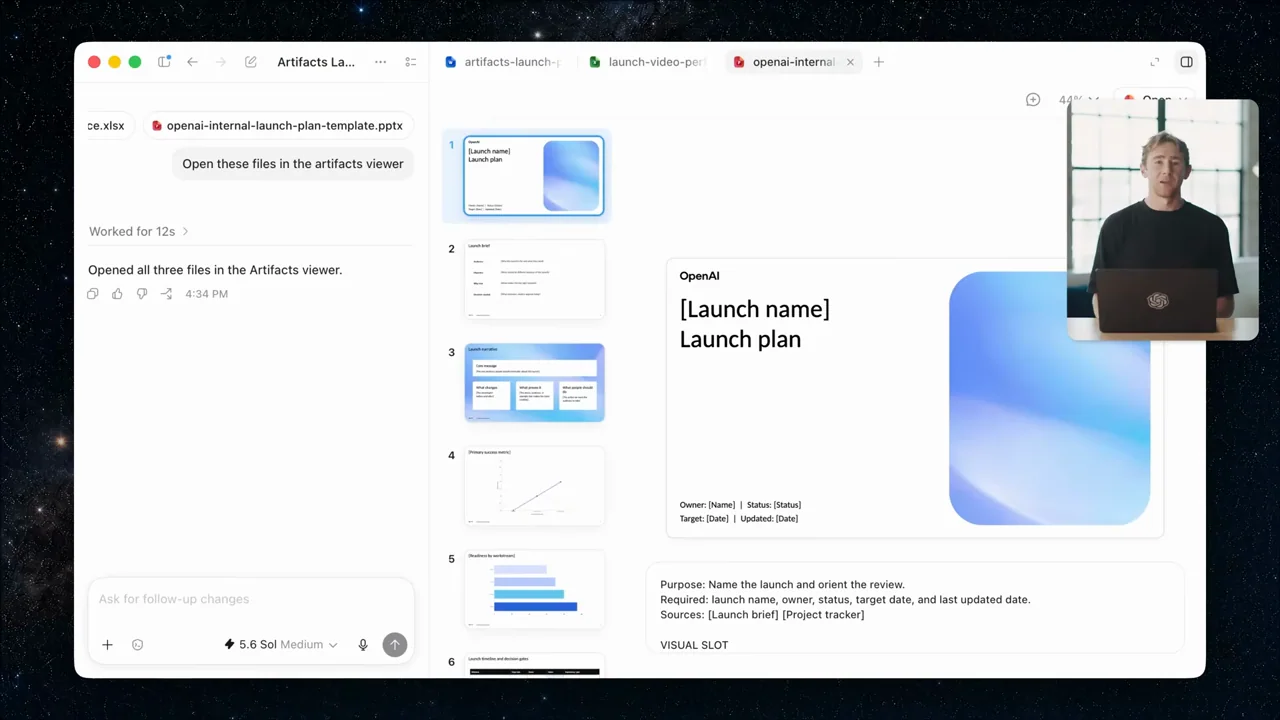 A slide template appears with its thumbnail rail.