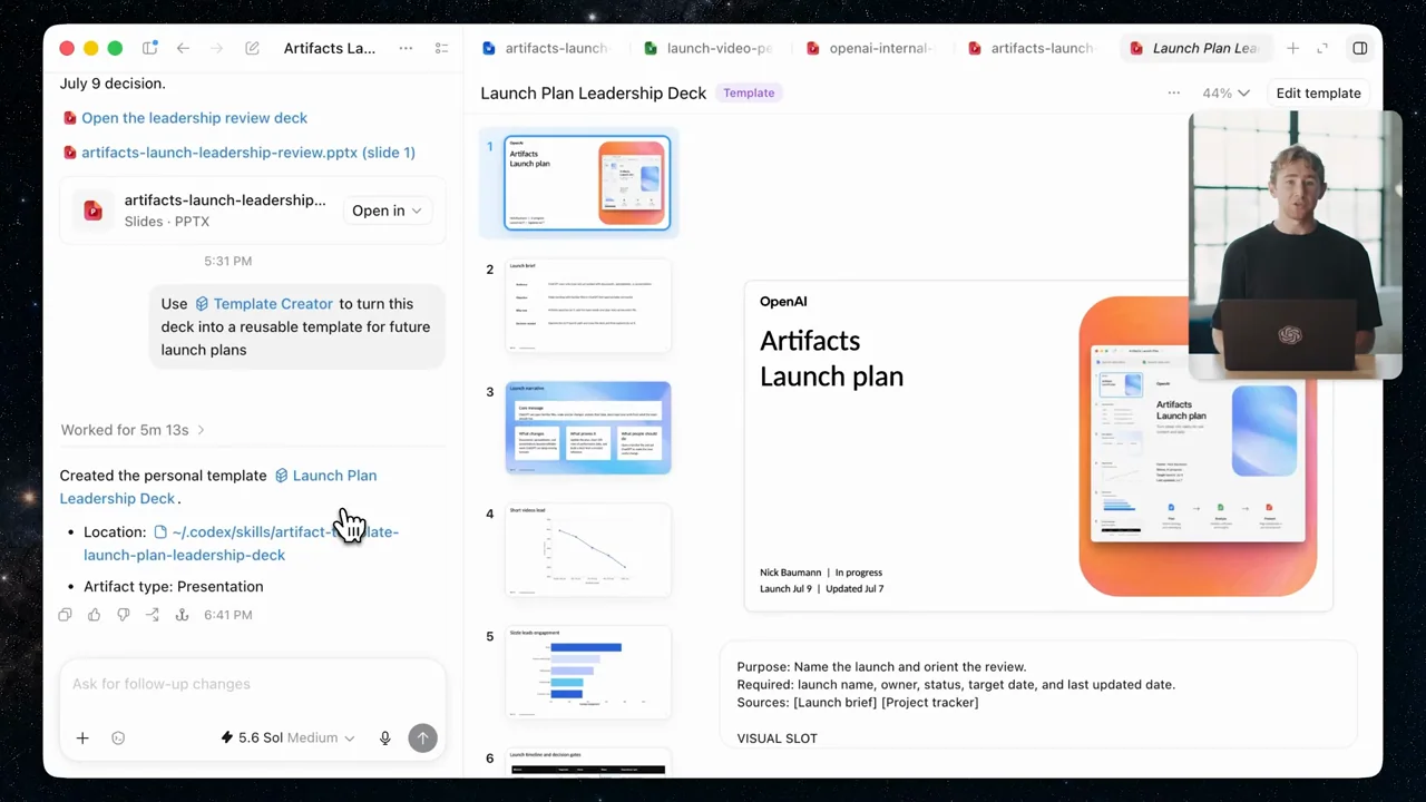 A reusable template link appears beside the deck.