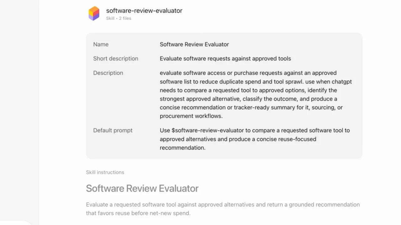 The builder exposes a software-request evaluator definition.